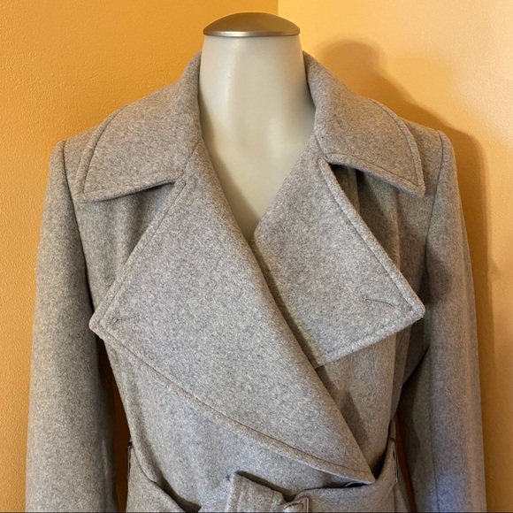 CALVIN KLEIN Wool-Blend Light Grey Belted Coat NWT - Picture 3 of 7